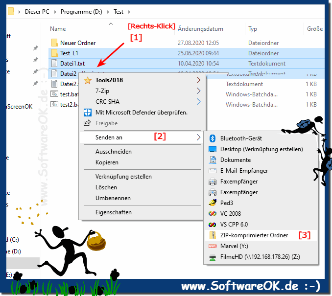 So archivieren Sie Dateien und Ordner in einer ZIP-Datei unter Windows!