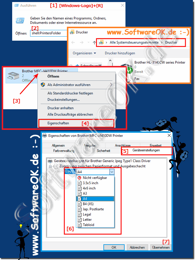 Drucker Ausgabefach einstellen unter Windows Desktop und Server!