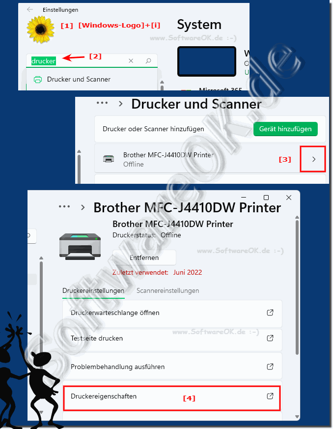 Druckereigenschaften in Windows 10 und 11 Einstellungen!
