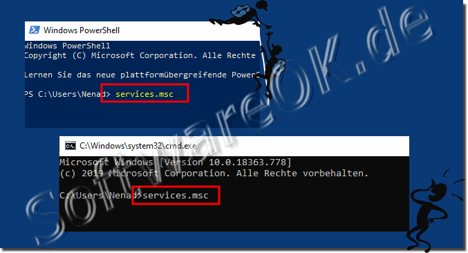 Dienstprogramme ber Powershell oder CMD.exe! 