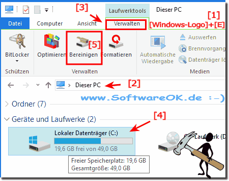 Nach update von Win-10 kein Platz auf der Festplatte, was nun? 