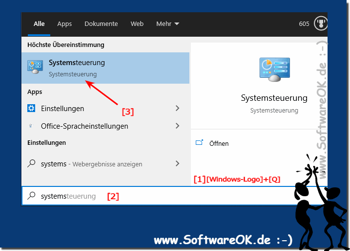 ffnen der Systemsteuerung ber die Start-Suche!