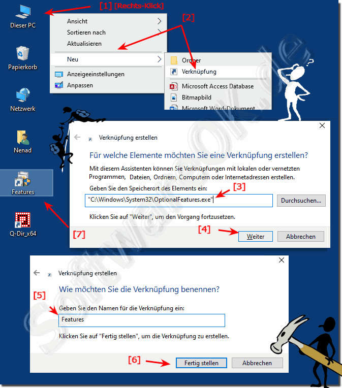 Windows 10: Programme und Funktionen am Desktop!