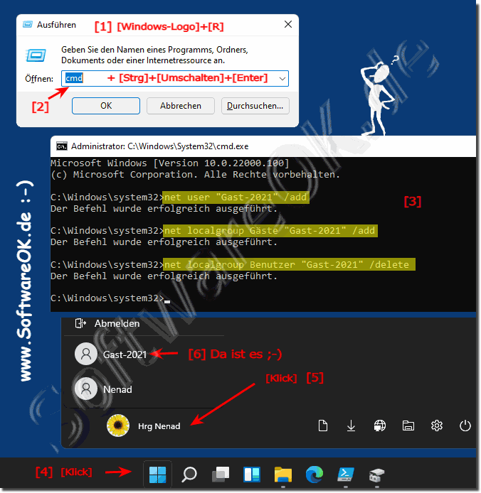 Windows 11 und 10 Home Gastkonto einrichten, konfigurieren!