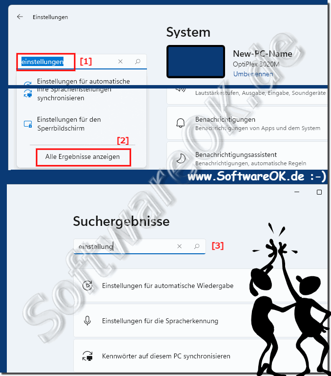 Suchen der Einstellungen von Windows 11!