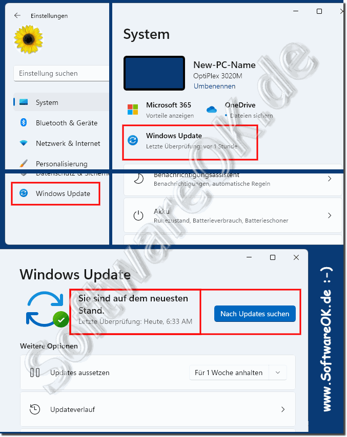 Update in den Einstellungen von Windows 11!