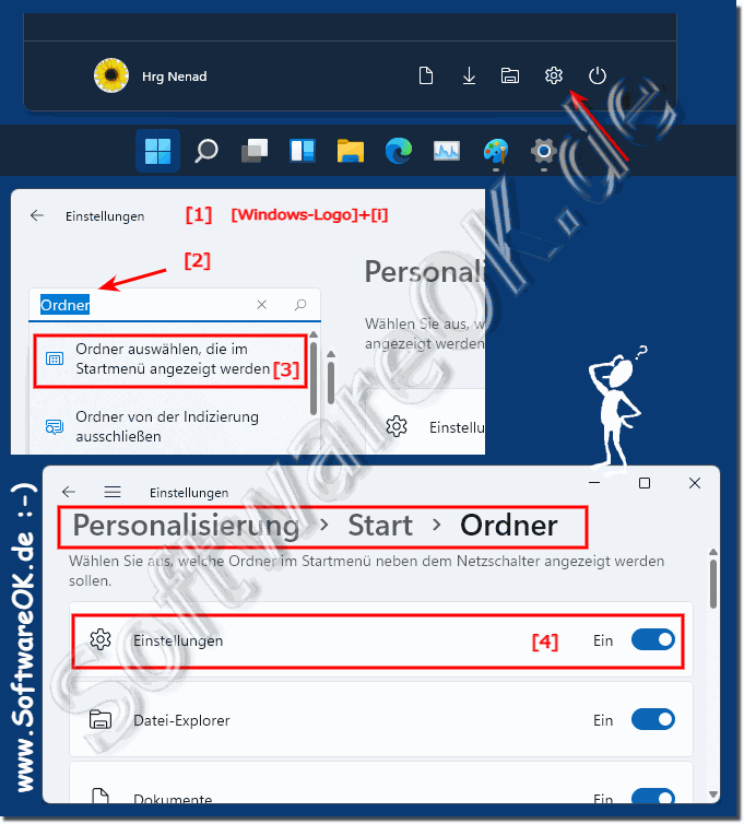 Windows 11 Einstellungen Symbol im Startmen!