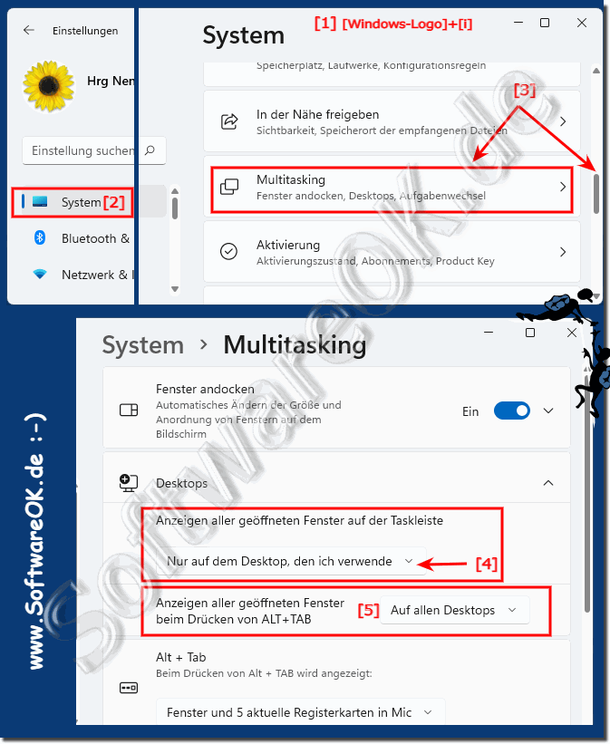 Alle Fenster bei Multi-Desktops auf der Windows 11 Taskleise anzeigen!