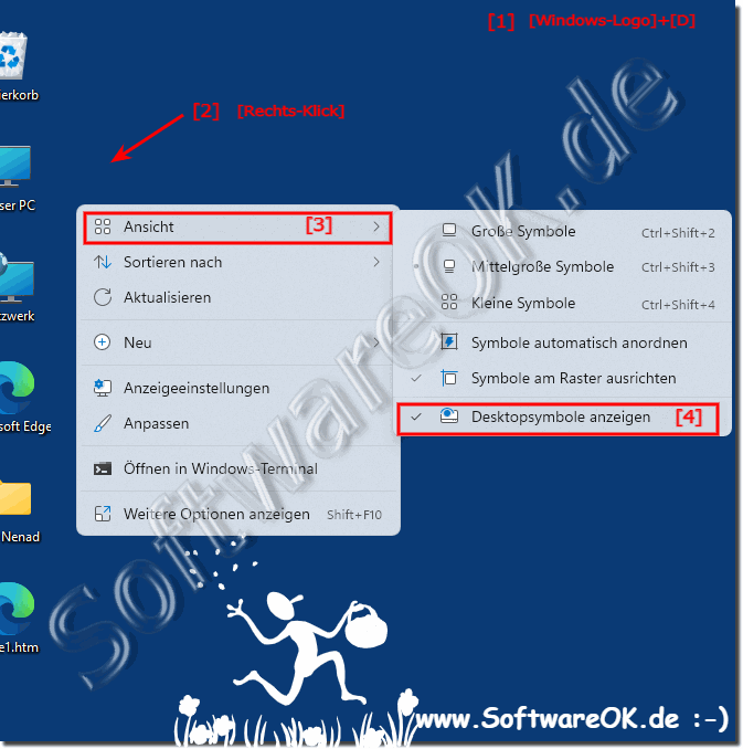 Desktop-Symbole in Windows 11 ausblenden oder anzeigen!