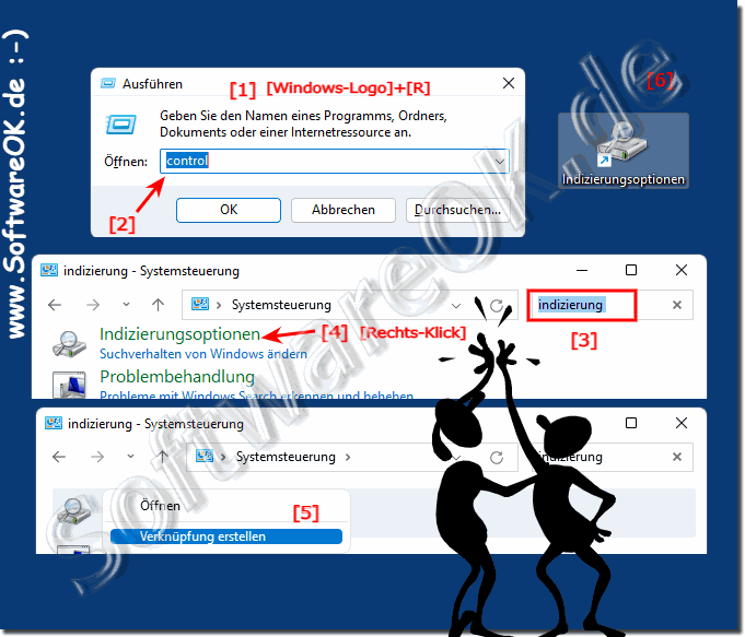 Die Such-Indizierungs-Optionen am Desktop als verknpfung!