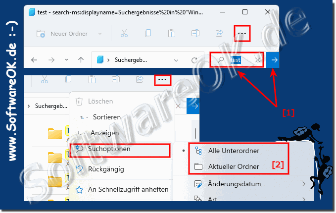 Datei Explorer Suche ohne und mit Unterordner in Windows 11!