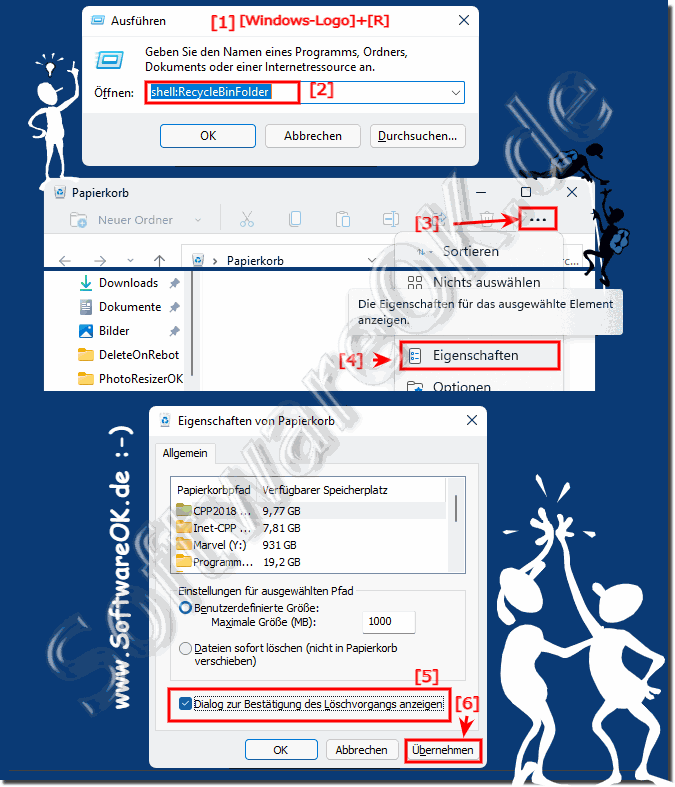 Papierkorb lschen mit und ohne Besttigung auf Windows 11! 