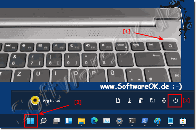 Schalten Sie den Windows 11 PC mit dem Netzschalter aus!