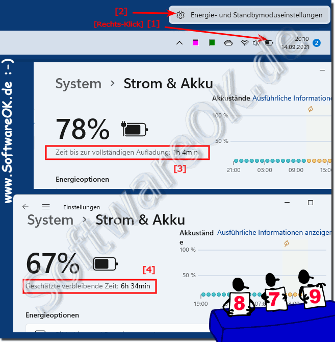 Zeit bis der Akku voll oder Leer unter Windows 11 erkennen!