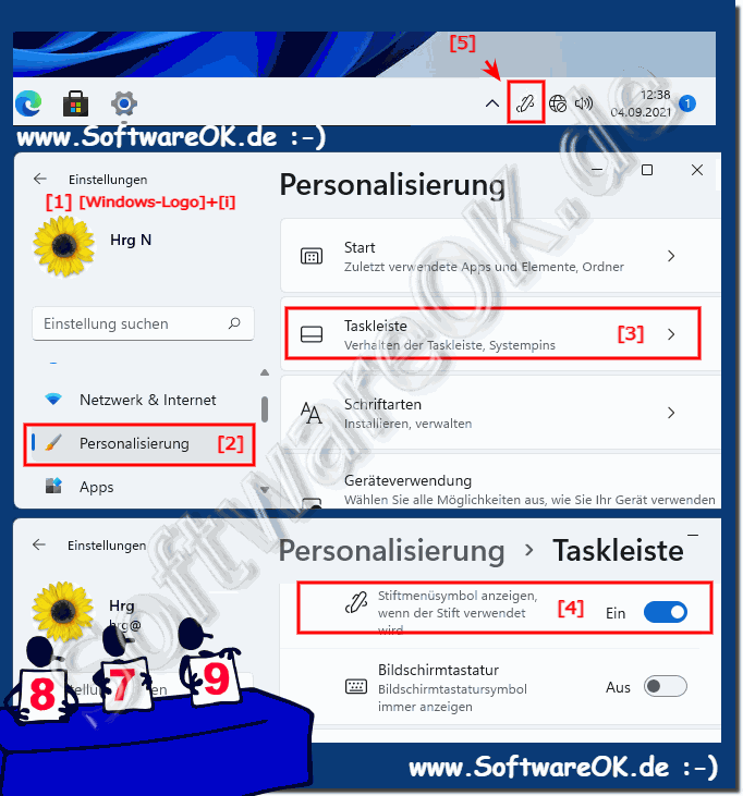 Das Taskleistensymbol des Stiftmens unter Windows 11!