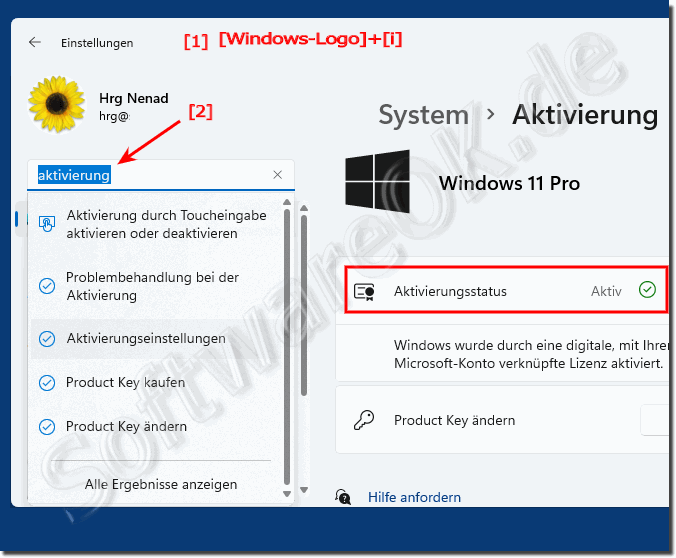 Prüfen ob Windows 11 aktiviert ist, status!  