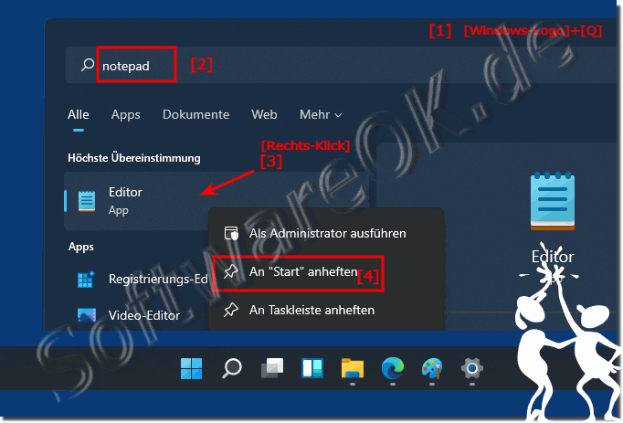 Windows 11 Notepad im Startmenü!