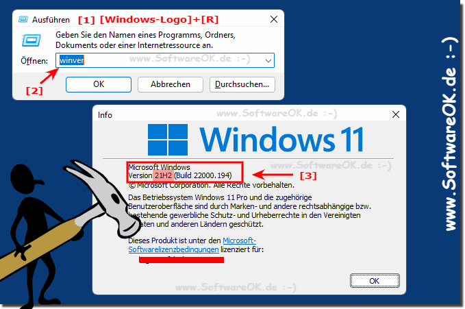 Windows 11, 21H2 22H1, 22,H2, 23H1, ... Version erkennen!