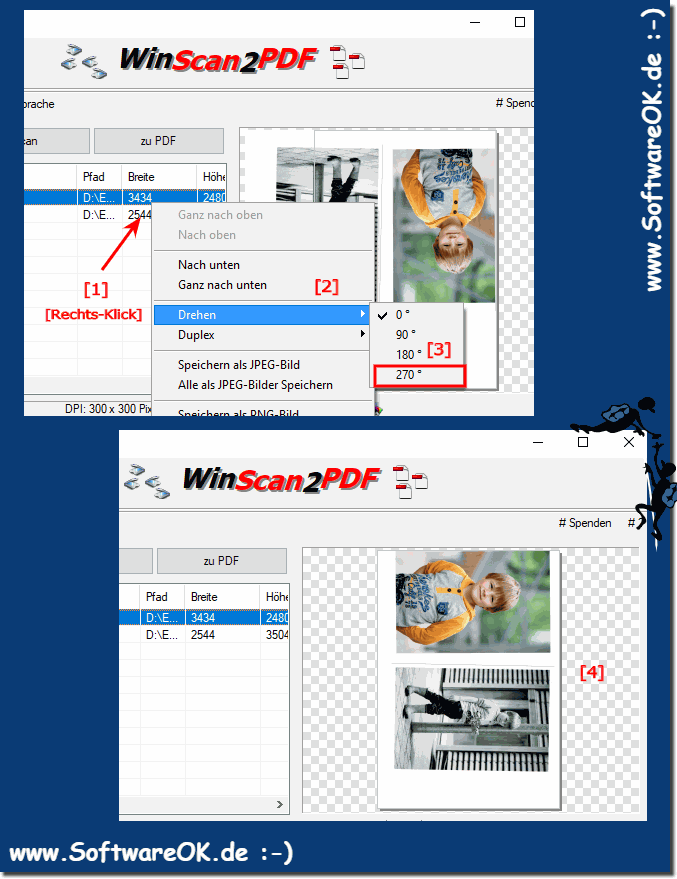 Drehen des Bildes bzw Scanns vor PDF Erstellung!