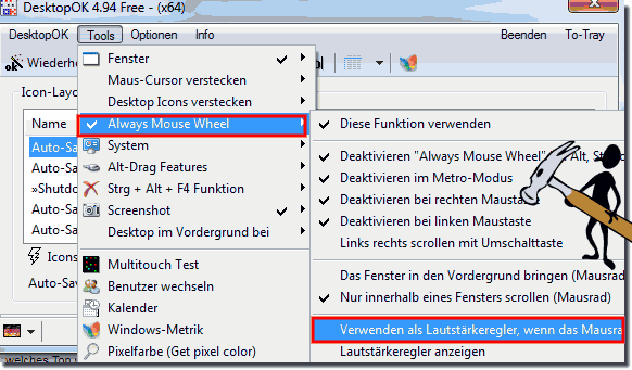 Desktop-OK Windows Lautstärke-Mixer!