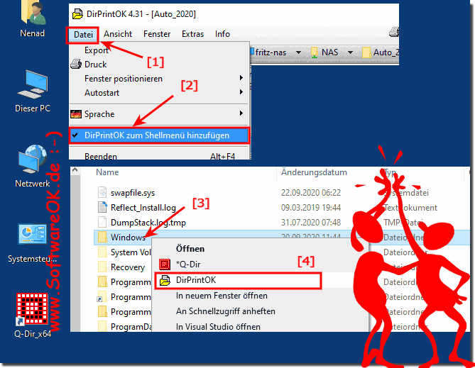 Aus dem Windows Explorer Kontext-Menü Ordner Inhalte Drucken!