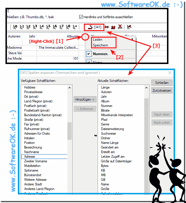 Datei-Details Auswahl in DirPrintOK!