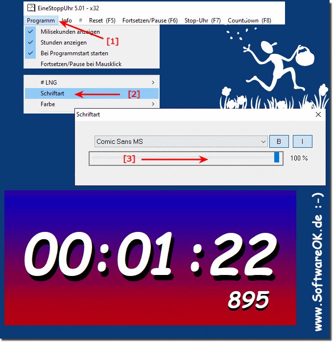 Maximaler Schriftgröße im Vollbildmodus bei der Uhr auf MS Windows! 