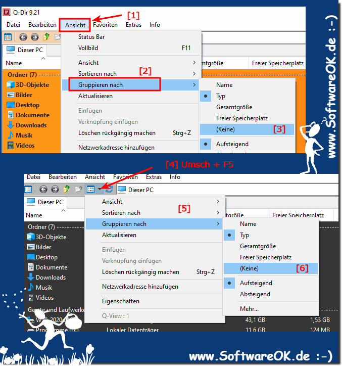 Vorbergehende Deaktivierung der Gruppierung im Datei-Explorer!