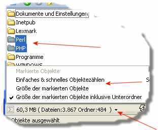 Ordnergroeße und Dateianzahl