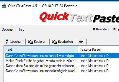 Einfgen von Texten via Windows Tastenkrzel