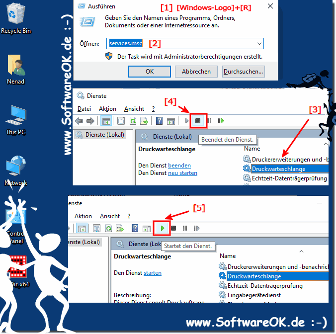 Drucker Dienst anhalten, deaktivieren auf Microsoft Server 2019, 2016, ...! 