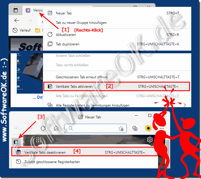 Registerkarten ergo Tabs im Edge Links oder Oben platzieren!