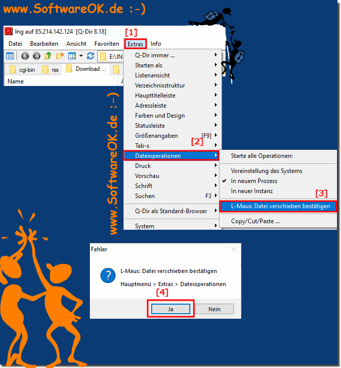 Option Linke Maustaste Kopieren Verschieben Bestätigen im Datei-Explorer!