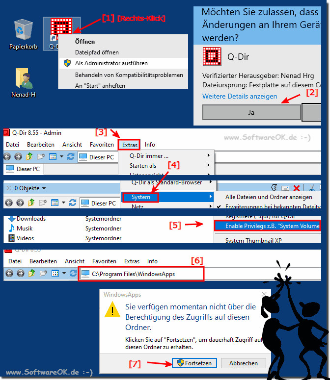 Q-Dir der Quad-Explorer auf Windows Admin-Mode als Administrator!
