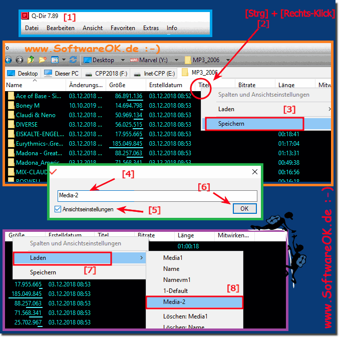 Spalte Speichern im Datei-Explorer mit der Ansicht-Einstellung unter Windows!