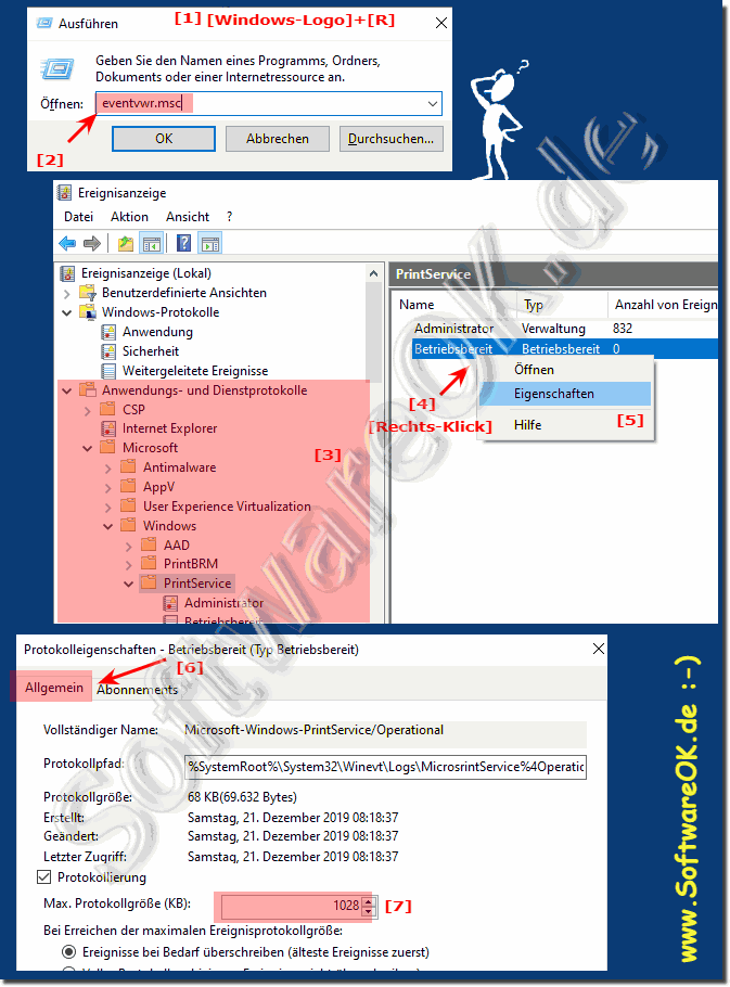 Protokollierung-Date Größe auf MS Windows OS anpassen!