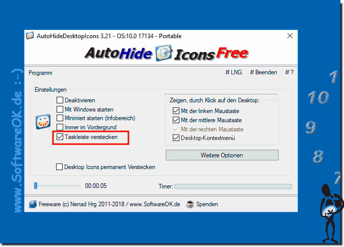 Taskleiste Verstecken in Auto Hide Desktop Icons!