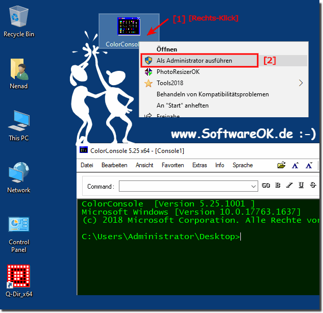 Die ColorConsole als Administrator ausfhren!