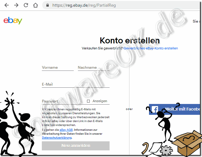Neu anmelden oder registrieren zu bei ebay.de!