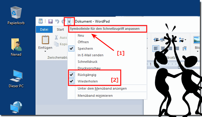 Rückgängig machen WordPad Button Windows 10!