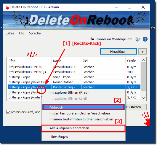 Löschaufträge aus dem Windows Neustart-Job entfernen!