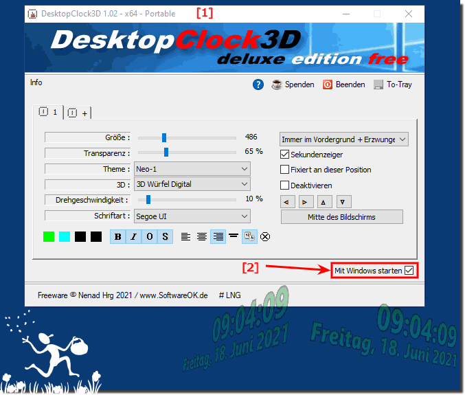 Die 3D Desktop Uhr auf Microsoft's Windows OS automatisch starten lassen!