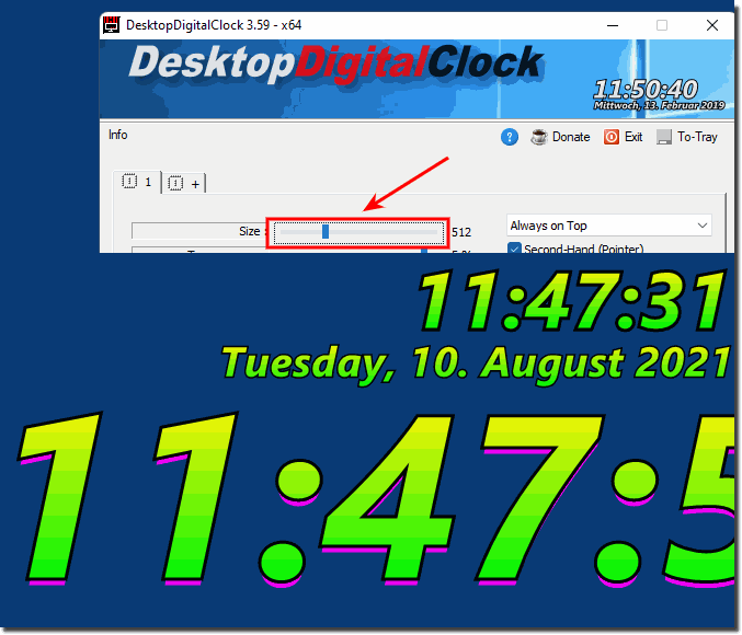 Auf Windows 11 die Digitale Desktop Uhr richtig Groß machen!