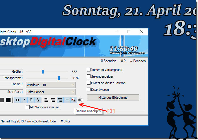 Desktop Digital Uhr ohne Datumsanzeige!