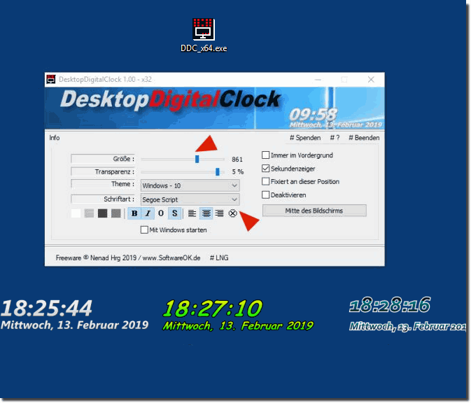 Für Windows eine einfache Digitaluhr am Desktop!