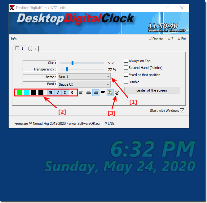 Multiple Themen Slots zum Speichern der Desktop-Uhr Einstellungen!  