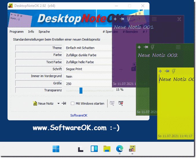 Desktop Kurz Notizen Tool auf MS Windows 11!