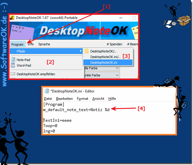 Standardtext für die Desktop-Kurznotiz unter Windows 10, 8.1, ...!