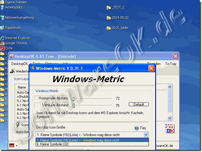 Windows Desktop Icon Größe XP!
