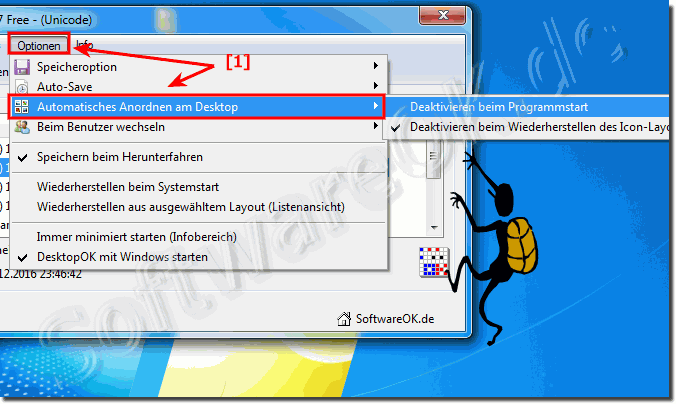  Desktop Symbole Automatische Anordnung deaktivieren in DesktopOK!